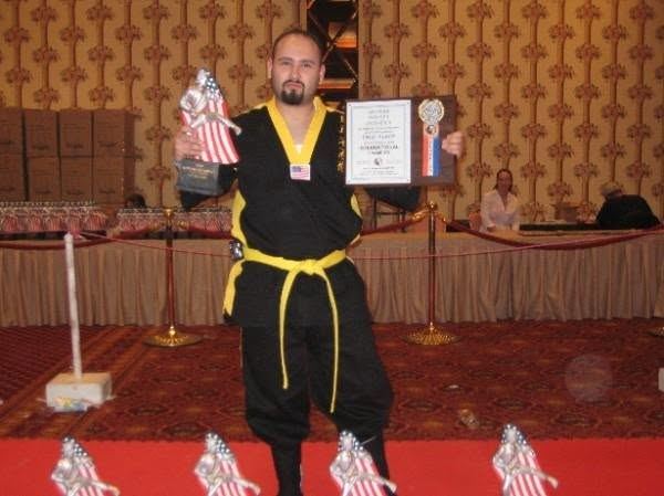 Competition winner with trophy and certificate